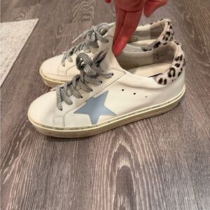 Golden Goose White and Blue Sneakers